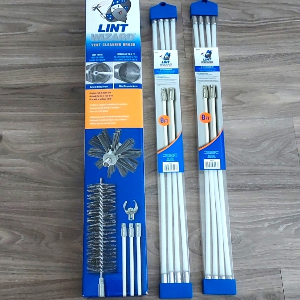 Lint Wizard Dryer Vent Cleaning Kit With 2 8ft Extension Packs